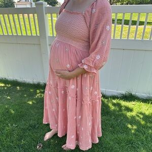 Free People Pink Floral Maxi Dress